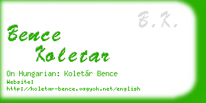 bence koletar business card